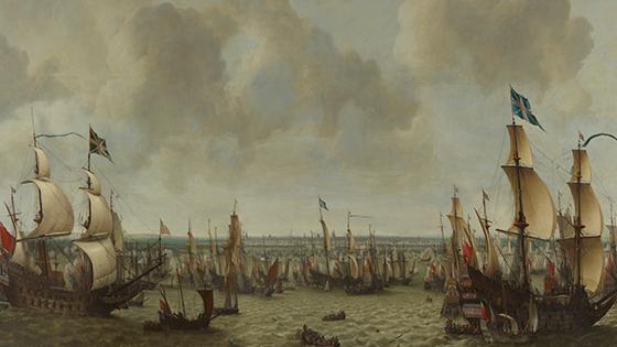 De Engelse vloot op de rede van La Rochelle 1628