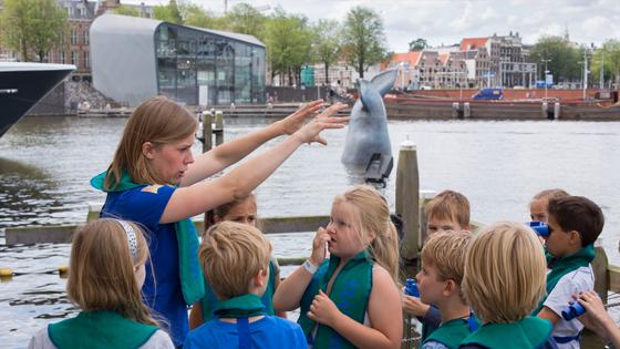 Walvis gespot in het Oosterdok